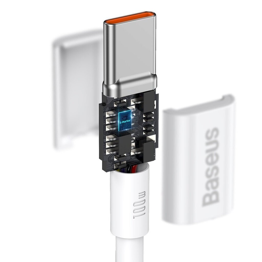 Baseus Superior Series Cable USB-C to USB-C, 100W, 1m (white) hind ja info | Mobiiltelefonide kaablid | kaup24.ee