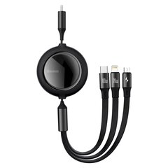 USB cable 3in1 Baseus Bright Mirror, USB-C to micro USB / USB-C / Lightning, 100W, 1.2m (black) hind ja info | Mobiiltelefonide kaablid | kaup24.ee