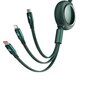 USB cable 3in1 Baseus Bright Mirror, USB to micro USB / USB-C / Lightning, 100W, 1.2m (green) hind ja info | Mobiiltelefonide kaablid | kaup24.ee