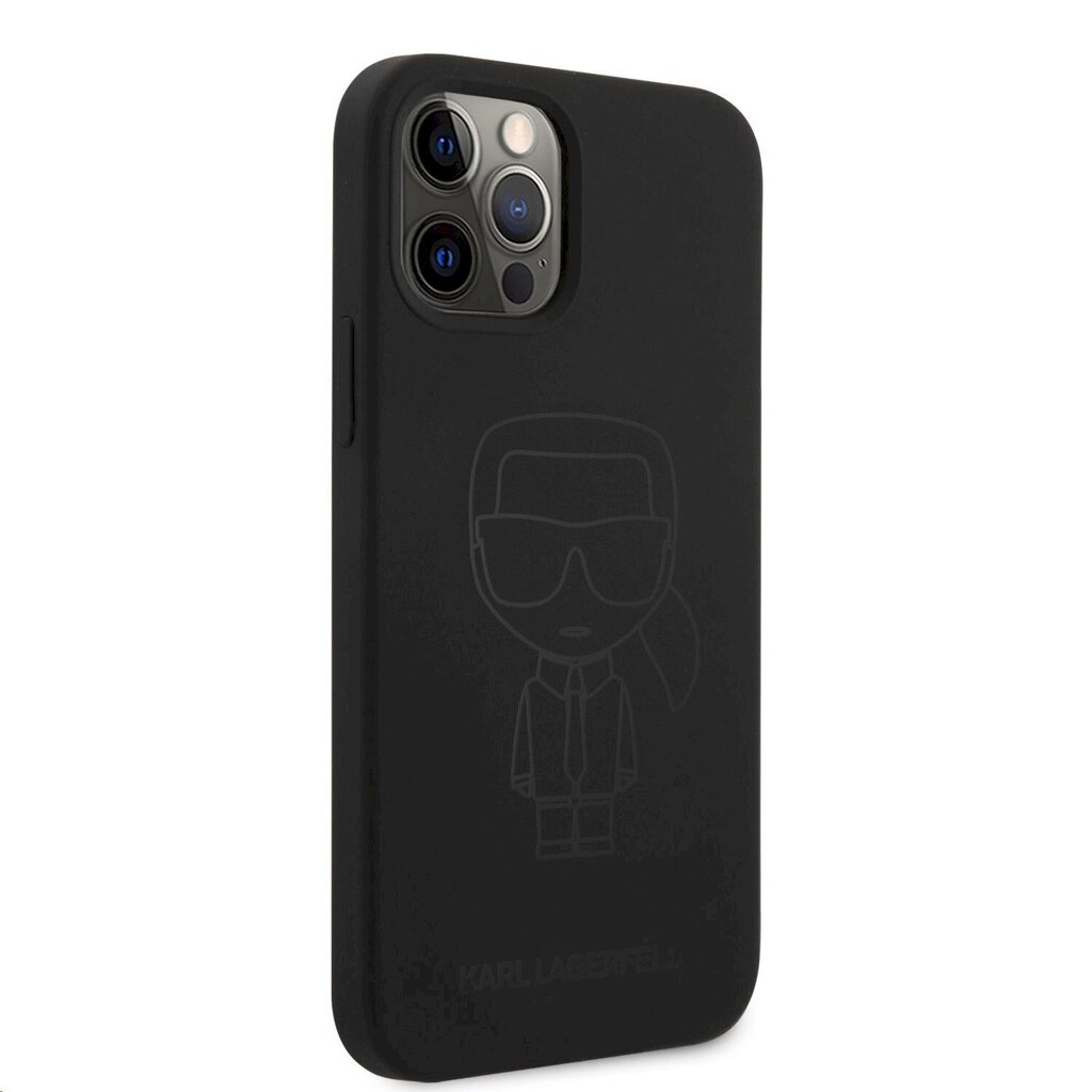 KLHCP12LSILTTBK Karl Lagerfeld Iconic Outline Silicone Case for iPhone 12 Pro Max 6.7 Tone on Tone Black hind ja info | Telefoni kaaned, ümbrised | kaup24.ee