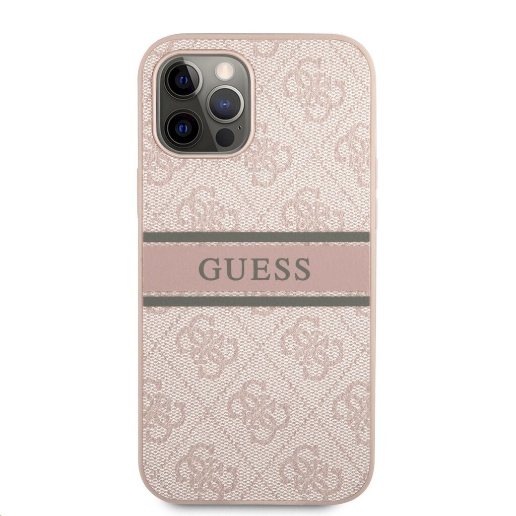 GUHCP12M4GDPI Guess PU 4G Printed Stripe Case for iPhone 12/12 Pro Pink цена и информация | Telefoni kaaned, ümbrised | kaup24.ee