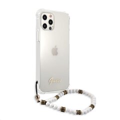 GUHCP12MKPSWH Guess PC Script and White Pearls Case for iPhone 12/12 Pro Transparent hind ja info | Telefoni kaaned, ümbrised | kaup24.ee