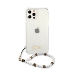 GUHCP12MKPSWH Guess PC Script and White Pearls Case for iPhone 12/12 Pro Transparent hind ja info | Telefoni kaaned, ümbrised | kaup24.ee