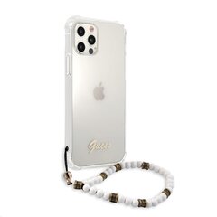 GUHCP12LKPSWH Guess PC Script and White Pearls Case for iPhone 12 Pro Max Transparent цена и информация | Чехлы для телефонов | kaup24.ee