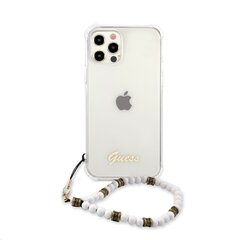 GUHCP12LKPSWH Guess PC Script and White Pearls Case for iPhone 12 Pro Max Transparent цена и информация | Чехлы для телефонов | kaup24.ee