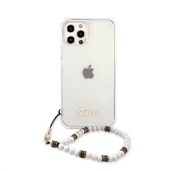 GUHCP12LKPSWH Guess PC Script and White Pearls Case for iPhone 12 Pro Max Transparent hind ja info | Telefoni kaaned, ümbrised | kaup24.ee