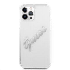 GUHCP12MKTRSVSI Guess PU Vintage Script Silver Logo Case for iPhone 12/12 Pro Transparent цена и информация | Чехлы для телефонов | kaup24.ee