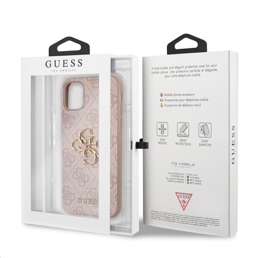 GUHCN614GMGPI Guess PU 4G Metal Logo Case for iPhone 11 Pink hind ja info | Telefoni kaaned, ümbrised | kaup24.ee