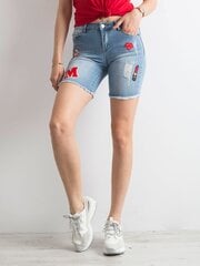 Teksapüksid värviliste siniste laikudega. hind ja info | Naiste lühikesed püksid | kaup24.ee