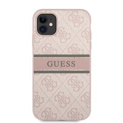 GUHCN614GDPI Guess PU 4G Printed Stripe Case for iPhone 11 Pink hind ja info | Telefoni kaaned, ümbrised | kaup24.ee