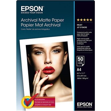 Paber Epson Archival Matte Paber A4, 50 lehte hind ja info | Kirjatarbed | kaup24.ee