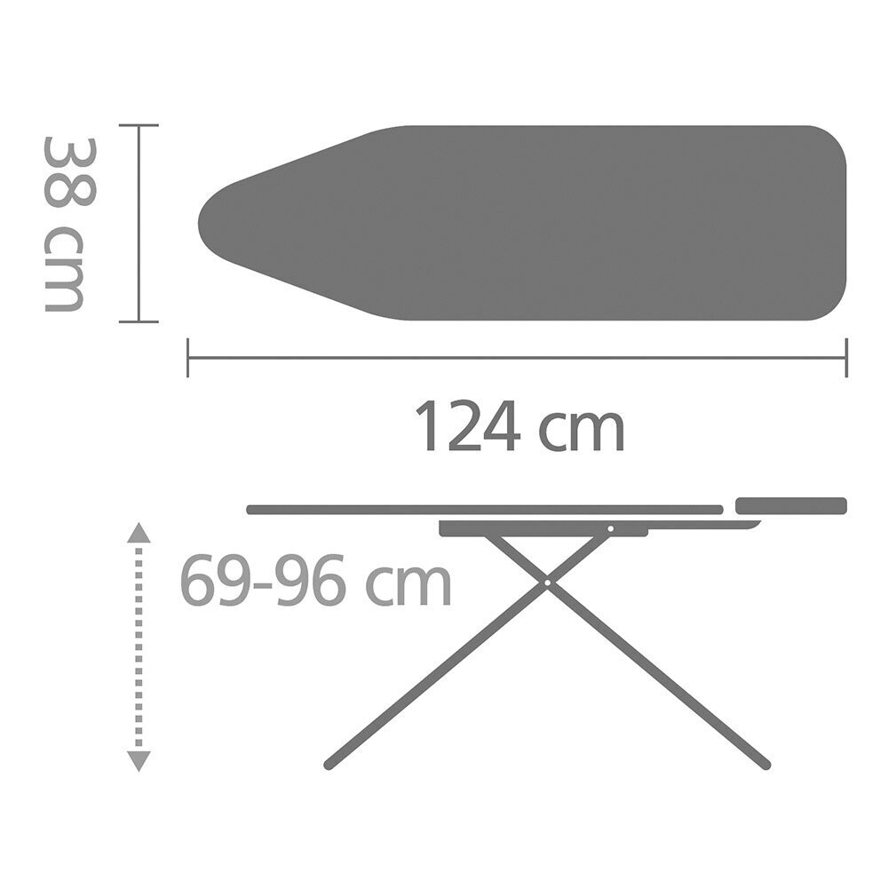 Triikimislaud B, 124x38 cm valge raam Ecru hind ja info | Triikimislauad | kaup24.ee