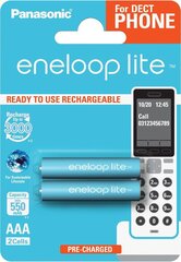 Panasonic eneloop аккумуляторные батарейки lite AAA 550 Dect 2BP цена и информация | Аккумуляторы, батарейки | kaup24.ee