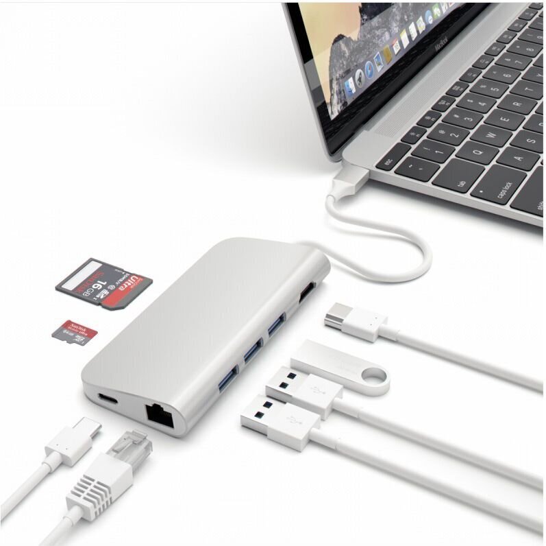 USB-C jagaja Multi-port 4K ja Ethernet Satechi hind ja info | USB jagajad, adapterid | kaup24.ee