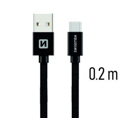 Swissten Textile Универсальный Quick Charge 3.1 USB-C USB Кабель данных 20 cм Черный цена и информация | Кабели для телефонов | kaup24.ee