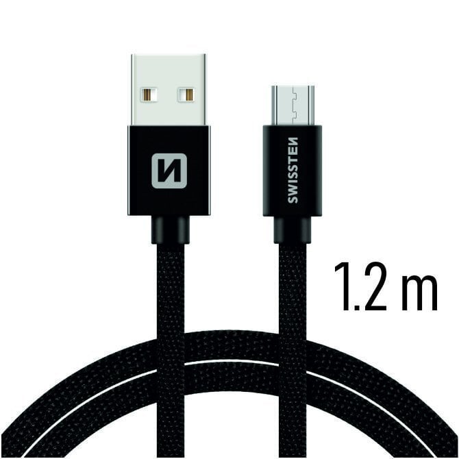 Swissten Textile Universaalne Micro USB Data ja laadimiskaabel 120 cm hind ja info | Mobiiltelefonide kaablid | kaup24.ee