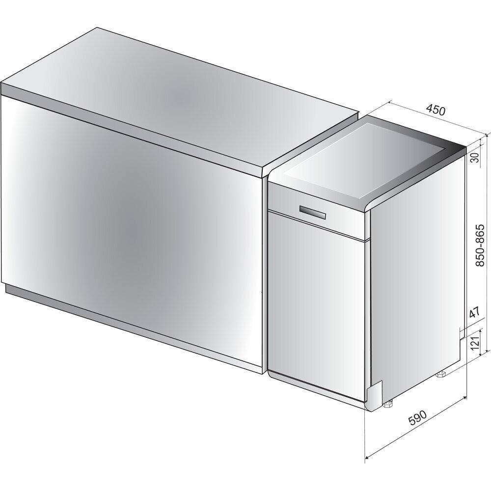 Integreeritav nõudepesumasin Hotpoint-Ariston HSFO3T223WCX, 45 cm 10 kmpl, roostevaba teras цена и информация | Nõudepesumasinad | kaup24.ee