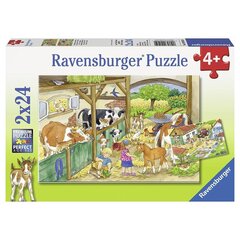 Ravensburger pusle 2x24 tk Päev farmis hind ja info | Pusled | kaup24.ee