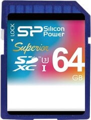 Карта памяти SDXC, 64 Гб, Superior UHS-I U3 цена и информация | Silicon Power Мобильные телефоны, Фото и Видео | kaup24.ee