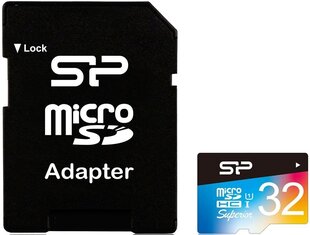 Карта памяти Silicon Power microSDHC, 32 Гб, Superior UHS-I U1 + адаптер цена и информация | Silicon Power Мобильные телефоны, Фото и Видео | kaup24.ee