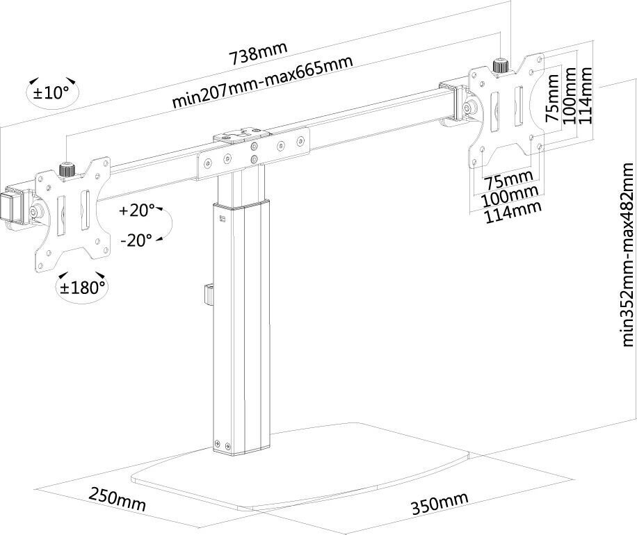 NEOMOUNTS BY NEWSTAR FLAT SCREEN DESK MOUNT (STAND) 10-27 BLACK hind ja info | Monitori hoidjad | kaup24.ee