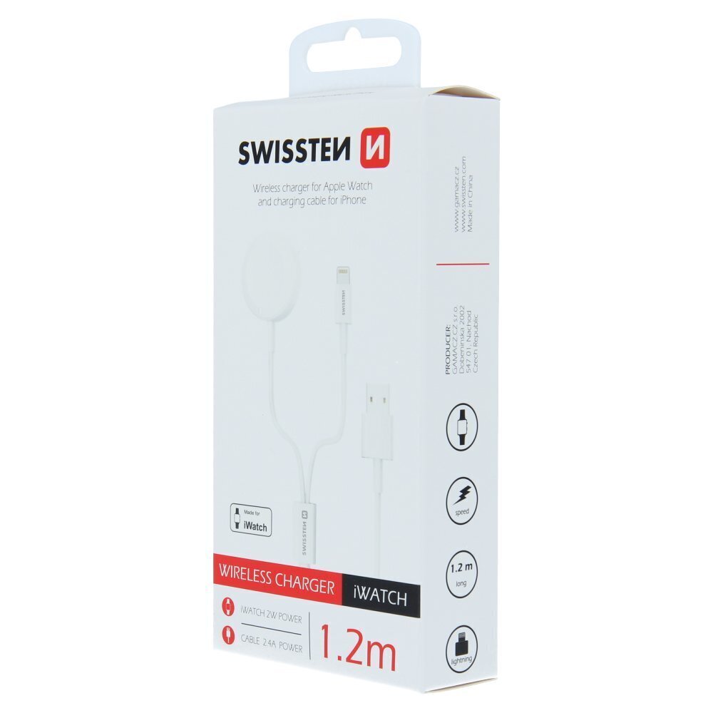 Swissten 2-in-1 Lightning kaabel+ Apple Watch juhtmevaba laadija hind ja info | Nutikellade ja nutivõrude tarvikud | kaup24.ee
