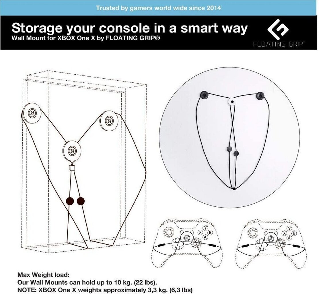 XBOX ONE X seinakinnitus - FLOATING GRIP® цена и информация | Mängukonsoolide lisatarvikud | kaup24.ee