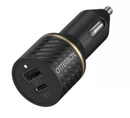 OTTERBOX CAR CHARGER 30W - USB-C 18W + USB-A 12W PD FAST CHARGE BLACK hind ja info | Mobiiltelefonide laadijad | kaup24.ee