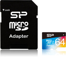 Карта памяти Silicon Power microSDXC 64ГБ Superior Pro Color U3 + адаптер цена и информация | Silicon Power Мобильные телефоны, Фото и Видео | kaup24.ee