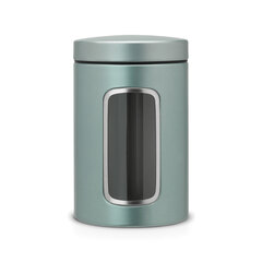 Контейнер Brabantia Metallic Mint для хранения продуктов с окошком, 1,4 л, цвет мятный цена и информация | Посуда для хранения еды | kaup24.ee