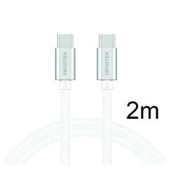 3.0 USB-C - USB-C Kaabel 2m Swissten Textile : valge/hõbe цена и информация | Кабели для телефонов | kaup24.ee