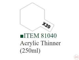 Tamiya - X-20A Acrylic thinner, 250ml цена и информация | Принадлежности для рисования, лепки | kaup24.ee