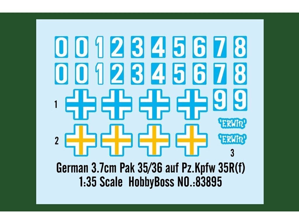 Hobbyboss - German 3.7cm Pak 35/36 auf Pz.Kpfw 35R(f), 1/35, 83895 цена и информация | Klotsid ja konstruktorid | kaup24.ee