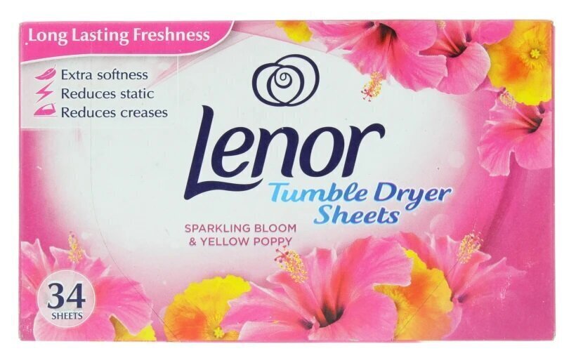 Lenor lõhnastatud salvrätikud kuivatile Sparkling Bloom & Yellow Poppy, 34 tk цена и информация | Pesuvahendid | kaup24.ee