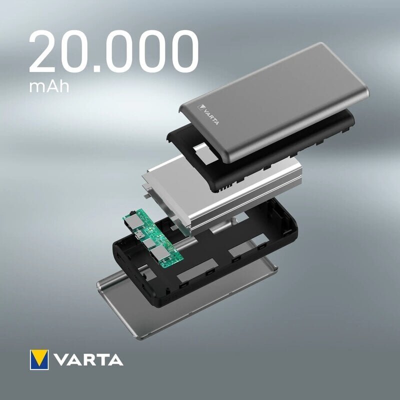 VARTA Power Bank Fast Energy 20000mAh Silver hind ja info | Akupangad | kaup24.ee
