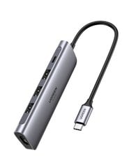 Адаптер 5в1 UGREEN Hub USB-C на 3x USB 3.0 + HDMI 4K + USB-C PD 100W (серый) цена и информация | Адаптеры и USB-hub | kaup24.ee