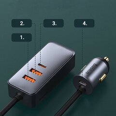 Зарядное устройство Baseus Share Together 2x USB / 2x USB Type C car charger 120W PPS, серое (CCBT-A0G) цена и информация | Зарядные устройства для телефонов | kaup24.ee