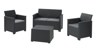 Aiamööbel Emma 2 Seater Sofa Set lauaga - hoiukastiga, hall hind ja info | Aiamööbli komplektid | kaup24.ee