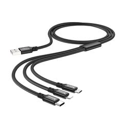 Кабель 3 в 1 - USB -> Type C / Lightning / Micro USB HOCO X14 1,0 м, кабель для зарядки три в одном, USB A, USB C Lightning для Apple iPhone, черный кабель для зарядки цена и информация | Кабели для телефонов | kaup24.ee