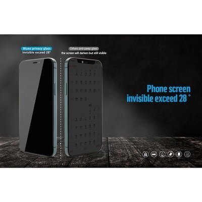 5D Mr. Monkey Glass - Apple iPhone 12/12 Pro (6,1") black (Strong Privacy) hind ja info | Ekraani kaitsekiled | kaup24.ee