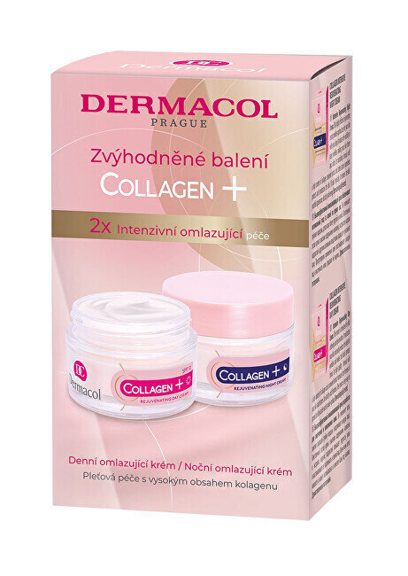 Komplekt Dermacol Collagen +: päevane näokreem, 50 ml + öine näokreem, 50 ml цена и информация | Näokreemid | kaup24.ee