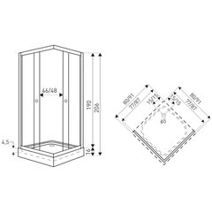 Душевая кабина Kerra Madera SQ 80 Solo, 80x80см цена и информация | Душевые кабины | kaup24.ee