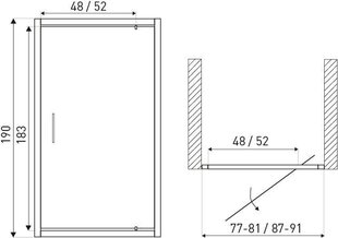Дверцы для душевой кабины Kerra Tomar DR 90 цена и информация | Душевые двери и стены | kaup24.ee