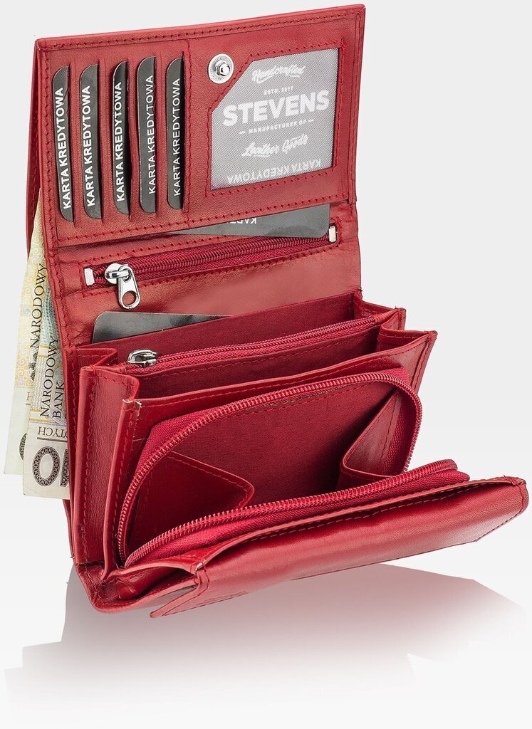 Naiste rahakott STEVENS koos RFID Z02 / RB punasega hind ja info | Naiste rahakotid | kaup24.ee