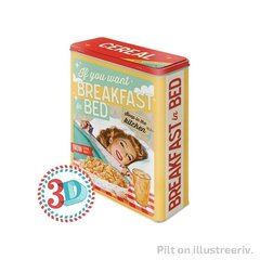 Металлическая банка/XL/3D If you want Breakfast in bed... цена и информация | Посуда для хранения еды | kaup24.ee