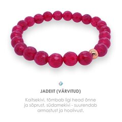 Käevõru lihvitud jadeiit “plum” metallhelmega цена и информация | Женские браслеты | kaup24.ee