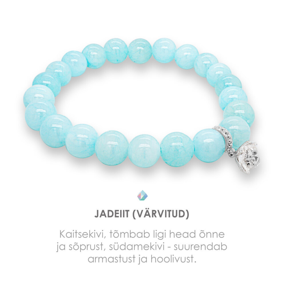 Käevõru jadeiit ja lill (pale turquoise ja silver) hind ja info | Käevõrud, käeketid | kaup24.ee