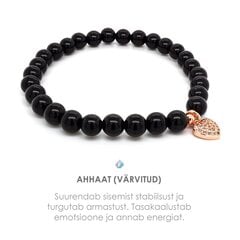 Käevõru ahhaat südamega (black-rose gold) hind ja info | Käevõrud, käeketid | kaup24.ee