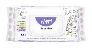 Niisked salvrätikud lastele Happy Sensitive aaloe vera ekstraktiga, 56 tk цена и информация | Влажные салфетки | kaup24.ee