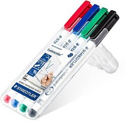 Tahvlimarkerite komplekt STAEDTLER Lumocolor slim 301, 4 värvi цена и информация | Смягчает воду и защищает Вашу посудомоечную машину от извести. | kaup24.ee